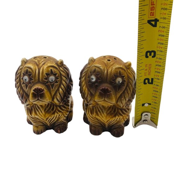Vtg Ceramic Anthropomorphic Puppy Dog Salt & Pepper Shakers Googly Eyes Japan - Picture 5 of 7